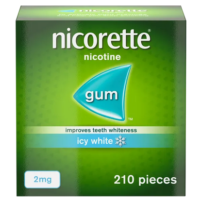 Nicorette Icy White 2mg Nicotine Gum, Whitening -210 Pieces