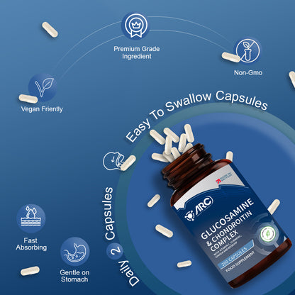 Glucosamine & Chondroitin Complex 200 Capsules – Vitamin C, Turmeric, Ginger & Rosehip