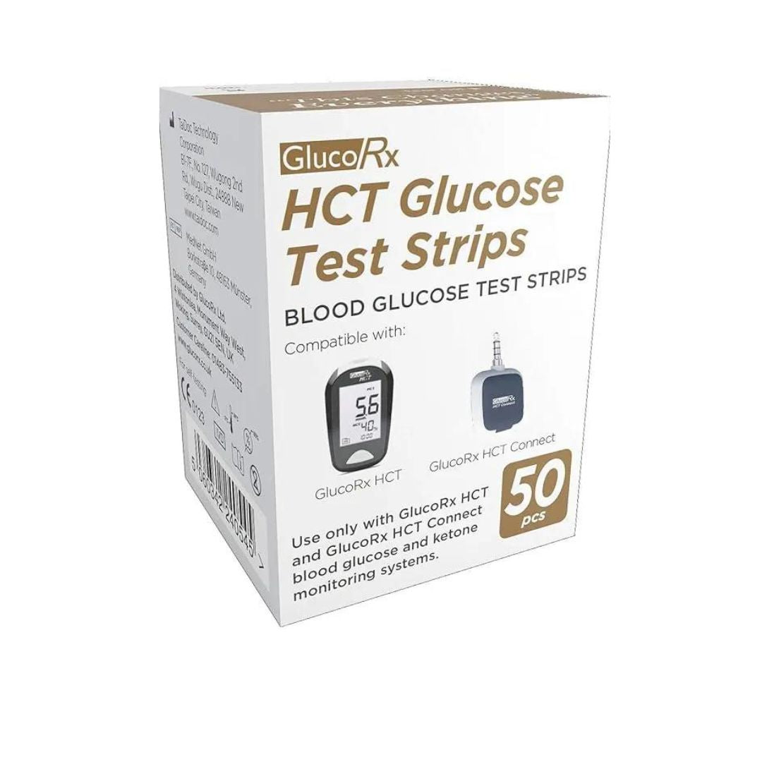 GlucoRx HCT Glucose Test Strip, 50 Pack