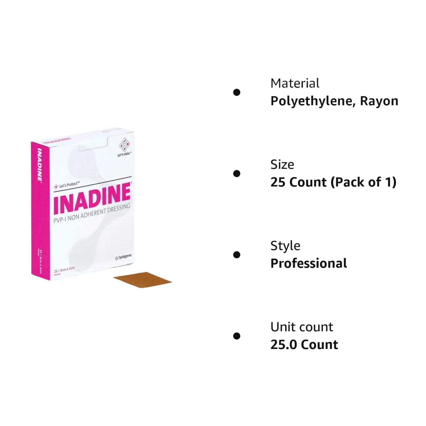 inadine dressing (iodine) 5cmx5cm new box of 25 sterile dressings - Arc Health Nutrition UK Ltd