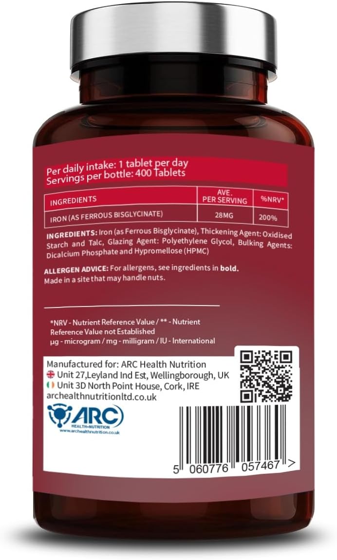 Gentle Iron Bisglycinate 28mg 400 Tablets