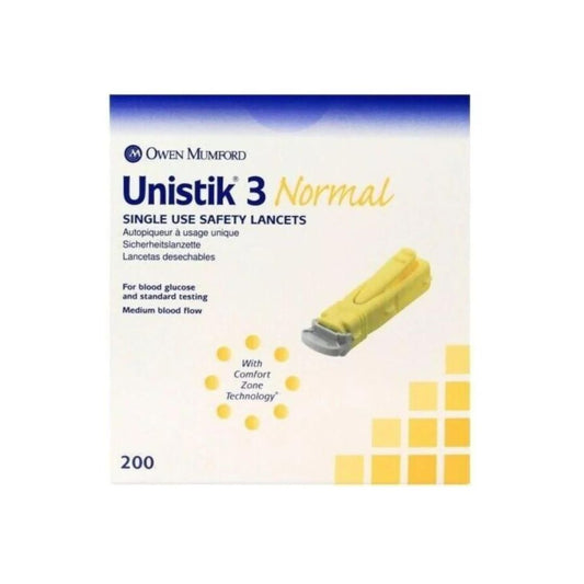 Unistik 3 Single Use Safety Lancet, Comfort, 1.8mm Depth, Pack of 200