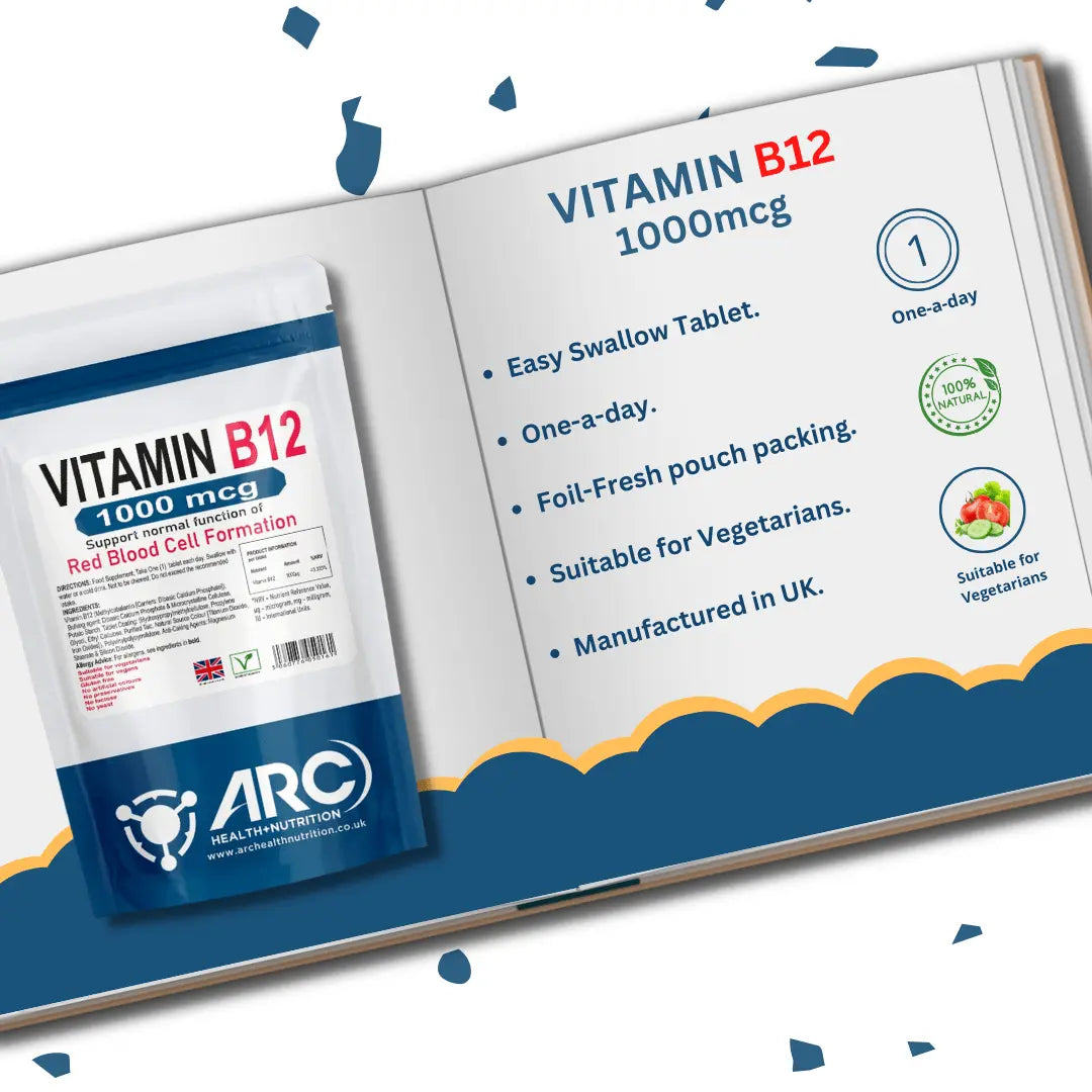 Vitamin B12 Methylcobalamin 1000mcg - 120 Tablets Food Supplement - Arc Health Nutrition UK Ltd 