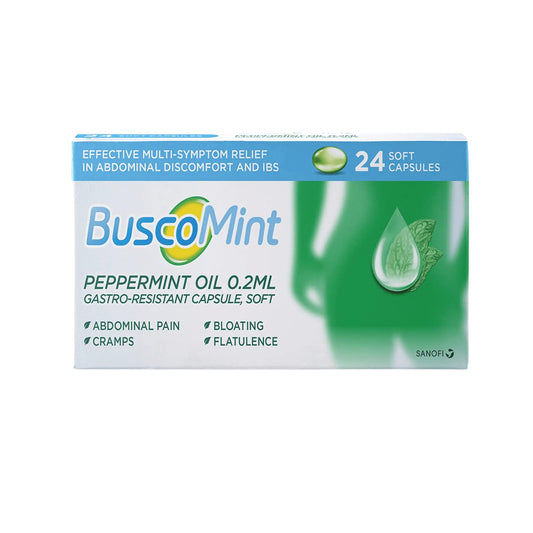 Buscopan Buscomint 0.2ml Peppermint oil 24 soft Capsules - Arc Health Nutrition UK Ltd 