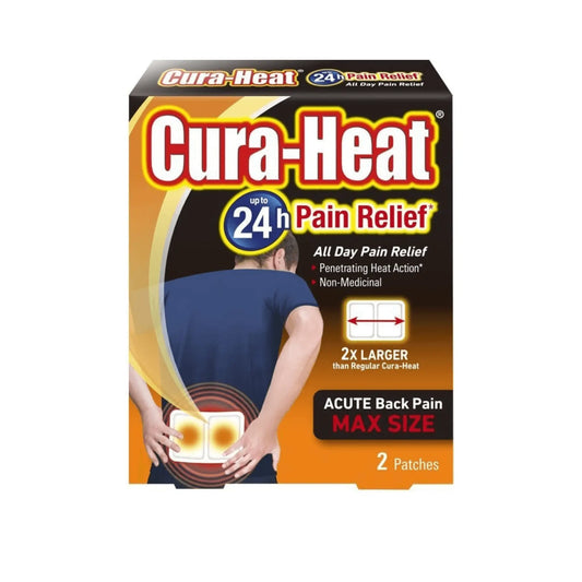 Cura-Heat Direct to Skin Back Pain Max Size 2 Patches x 2 - Arc Health Nutrition UK Ltd 