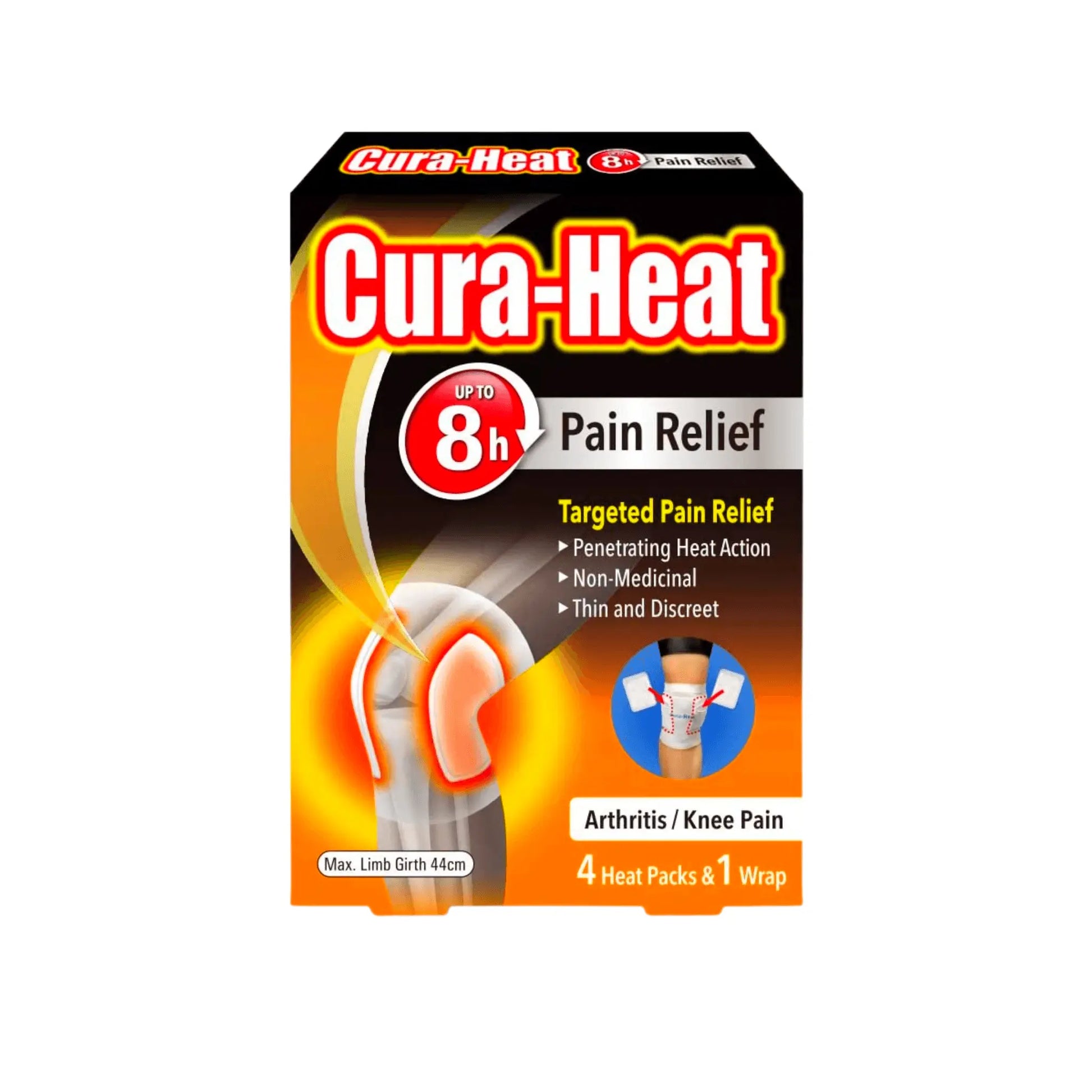 Cura-Heat Arthritis Pain for Knee 4 pads - Arc Health Nutrition UK Ltd 