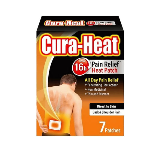 Cura Heat Back & Shoulder Direct to Skin 7 Heat Patches 16H Warm Pain Relief - Arc Health Nutrition UK Ltd 