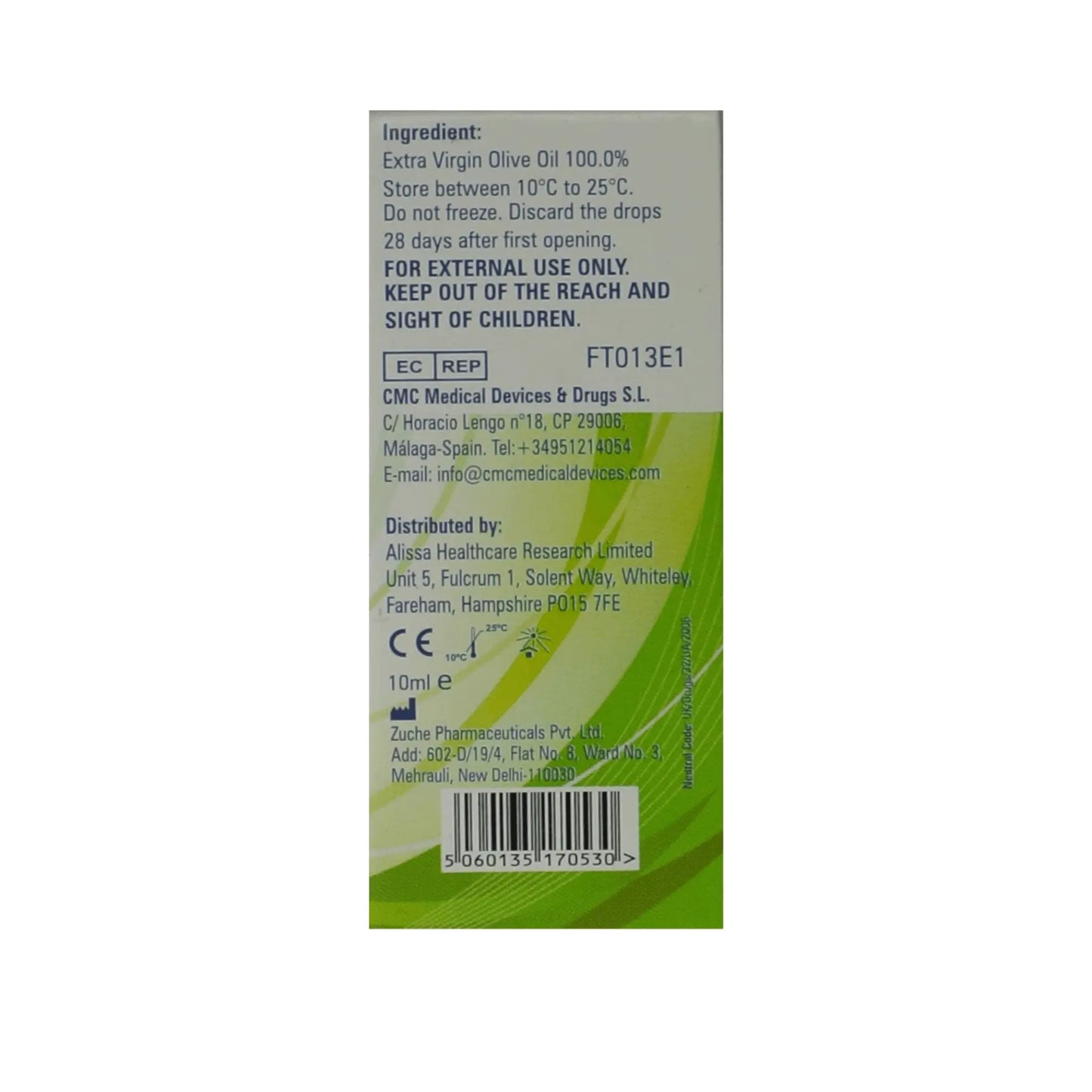 Olive Oil 10ml Ear Drops - Arc Health Nutrition UK Ltd 