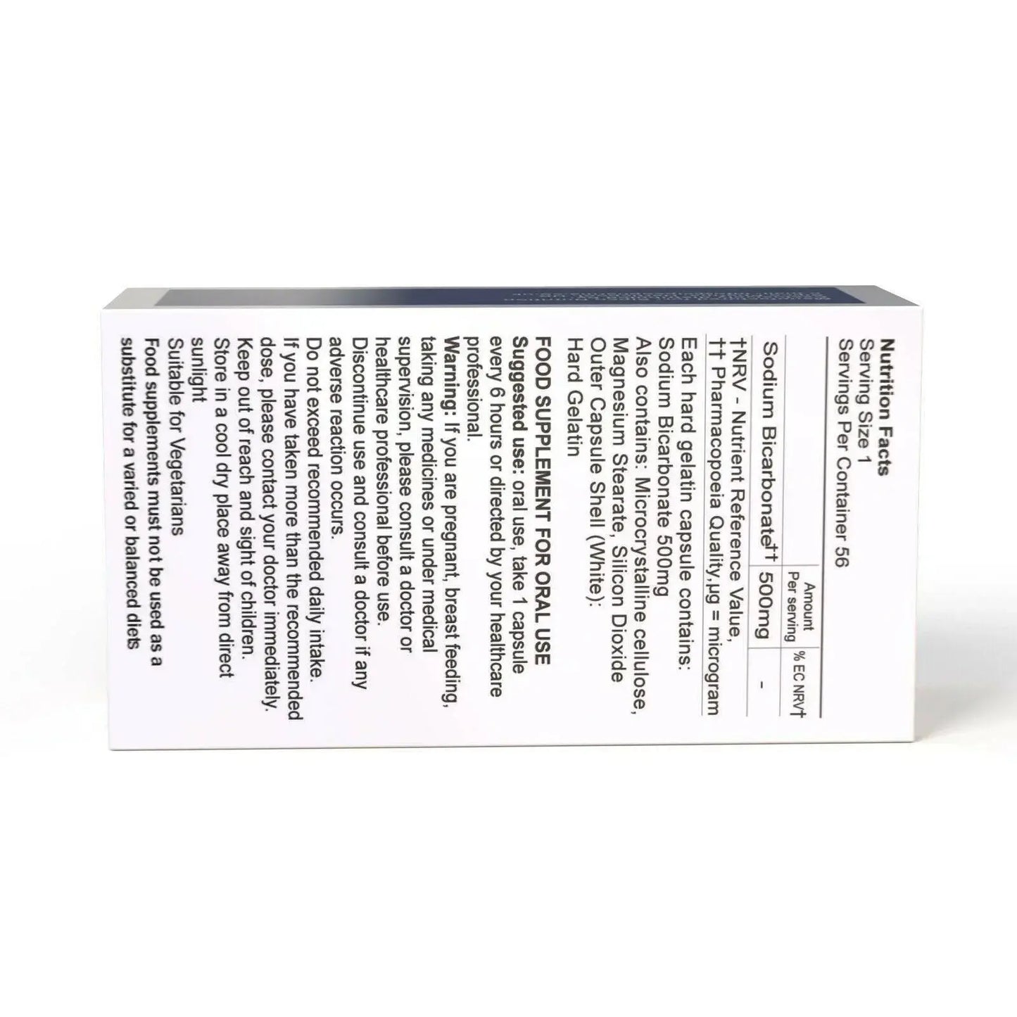 Sodium bicarbonate 500mg 100 capsulesÂ FOOD SUPPLEMENT - Arc Health Nutrition UK Ltd 