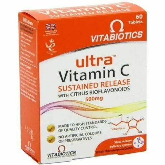 Vitabiotics Ultra Vitamin C 500mg Sustained Release 60 Tablets - Arc Health Nutrition UK Ltd 