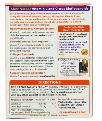 Vitabiotics Ultra Vitamin C 500mg Sustained Release 60 Tablets - Arc Health Nutrition UK Ltd 