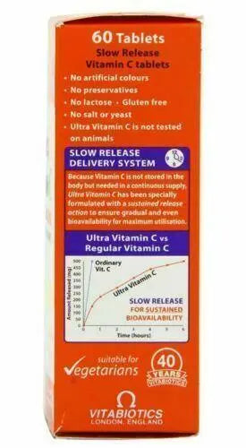 Vitabiotics Ultra Vitamin C 500mg Sustained Release 60 Tablets - Arc Health Nutrition UK Ltd 