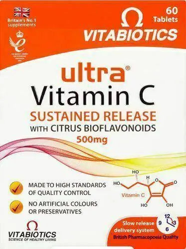 Vitabiotics Ultra Vitamin C 500mg Sustained Release 60 Tablets - Arc Health Nutrition UK Ltd 